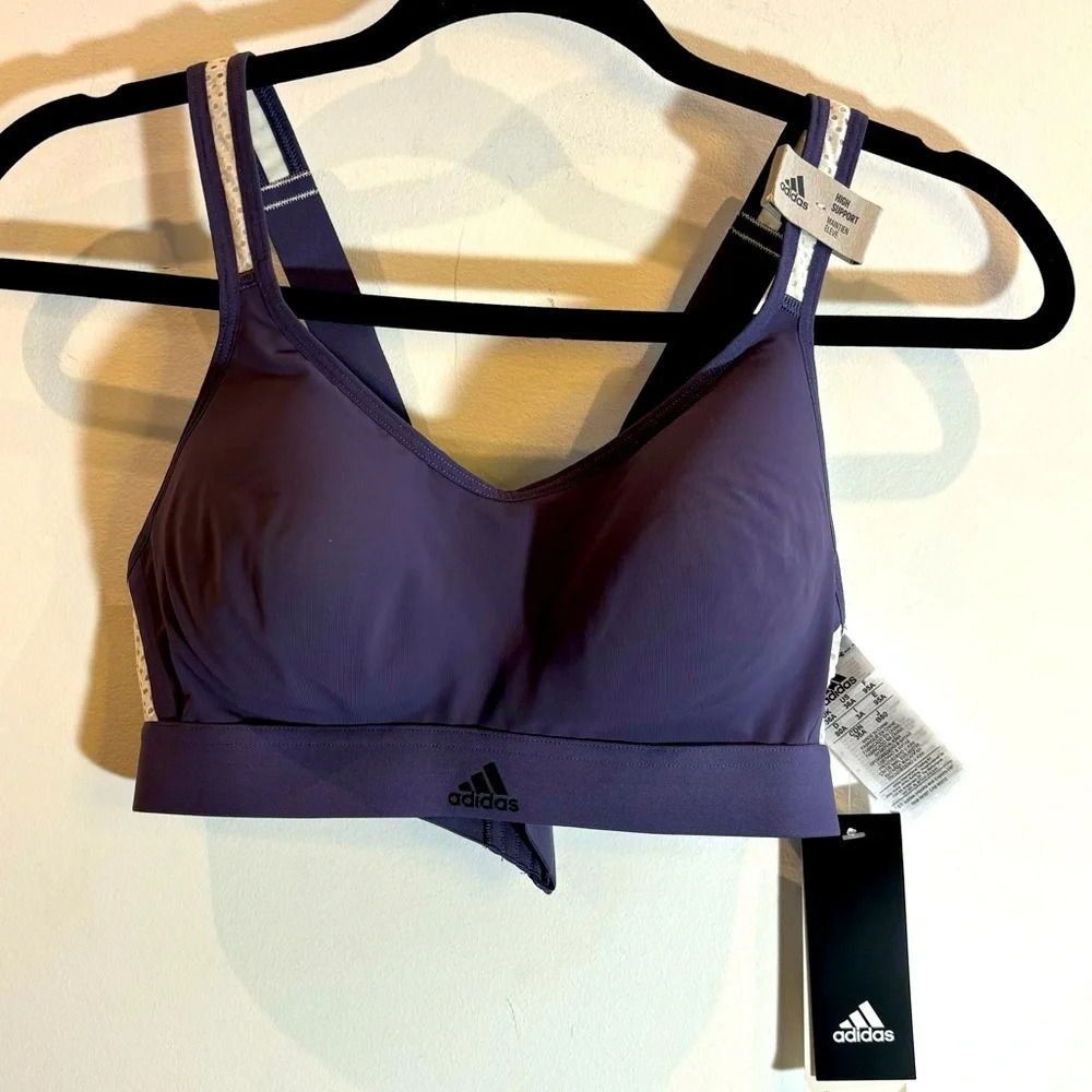 ADIDAS SZ 36A Padded Cross Straps  High Support Swim Sports Bra NEW WITH TAGS